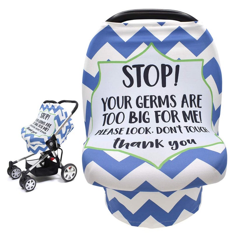 Metplus Stretchy Infant Car Seat Canopy, Metplus Baby Carseat Cover, Soft Nursing Breastfeeding Cover, Multi Use Newborn Carrier/Stroller/Shopping Cart, Boy Girl Shower Gift - No Touch Sign - Image 1